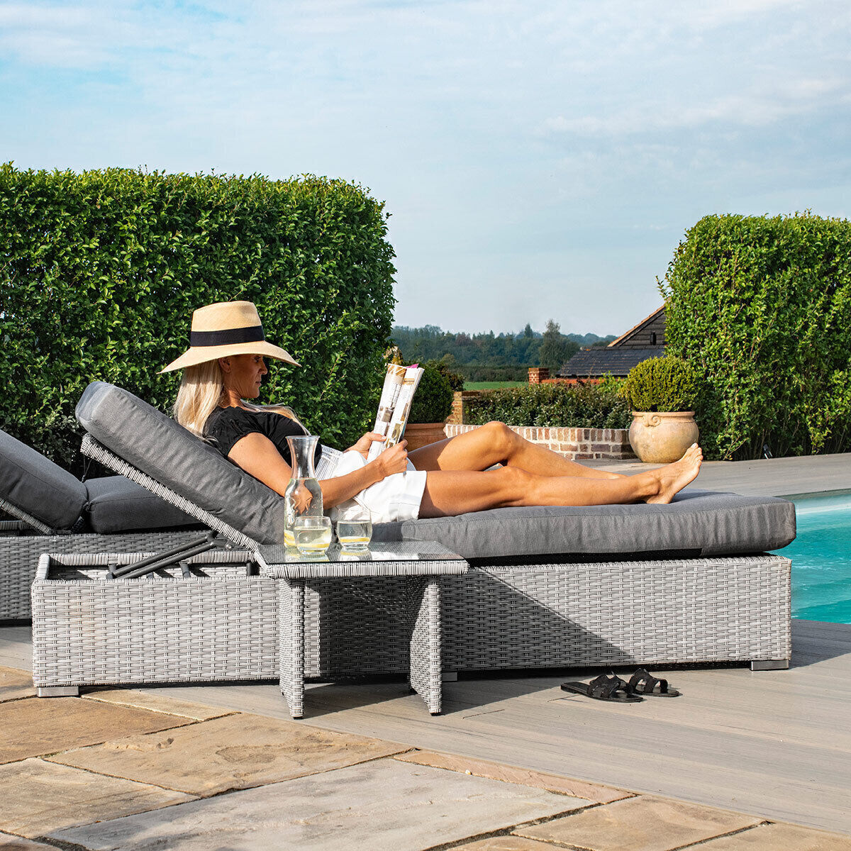 Ascot Rattan Sun Lounger Set with Weatherproof Cushions