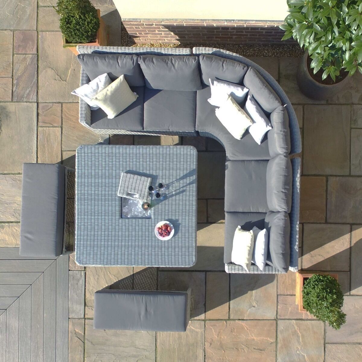 Ascot Deluxe Rattan Corner Dining Set with Rising Table, Ice Bucket & Weatherproof Cushions