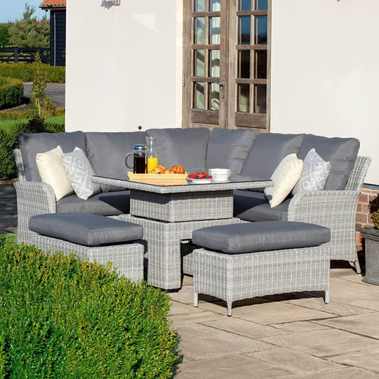 Maze - Ascot Square Rattan Corner Dining Set with Rising Table & Weatherproof Cushions Free Delivery